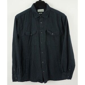 Coastaoro Men Large Long Sleeve Blue Thick Flannel Cotton Overshirt Shirt Jacket